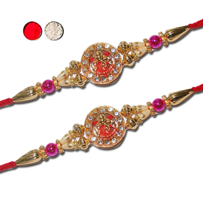 "Designer Fancy Rakhi - FR- 8140 A - Code 076   (2 RAKHIS) - Click here to View more details about this Product